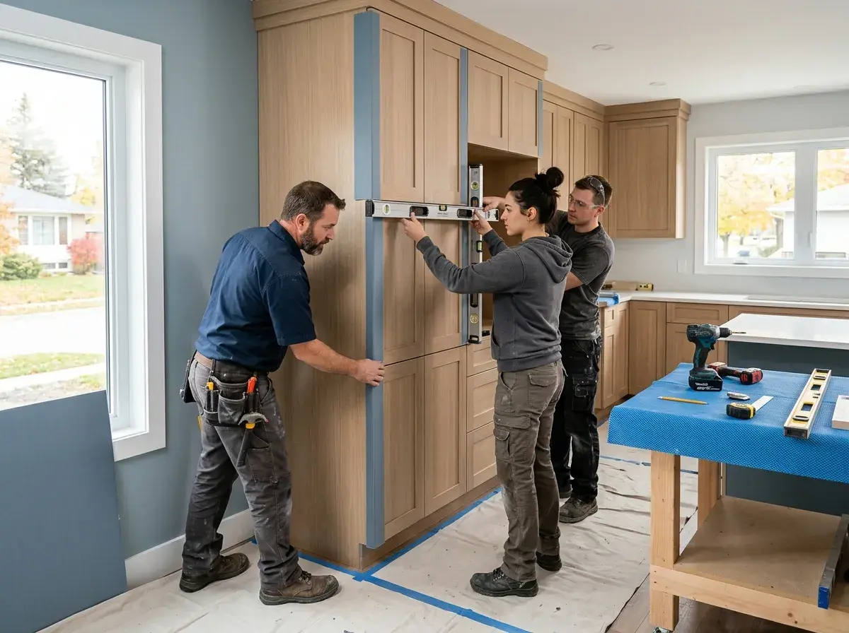 Renovation team at work demonstrating careful workmanship